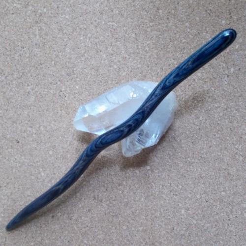 NEW! Dymondwood Blue Silvertone hair stick supplied in the UK by Longhaired Jewels